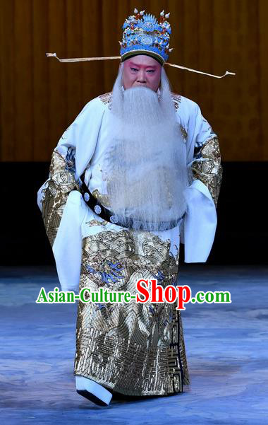 Xue Gang Fan Tang Chinese Bangzi Opera Official Xu Ce Apparels Costumes and Headpieces Traditional Hebei Clapper Opera Laosheng Garment Elderly Male Clothing