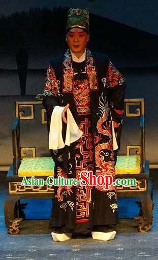 Tai Cheng Liu Chinese Bangzi Opera King Xiao Yan Apparels Costumes and Headpieces Traditional Hebei Clapper Opera Lord Garment Monarch Clothing