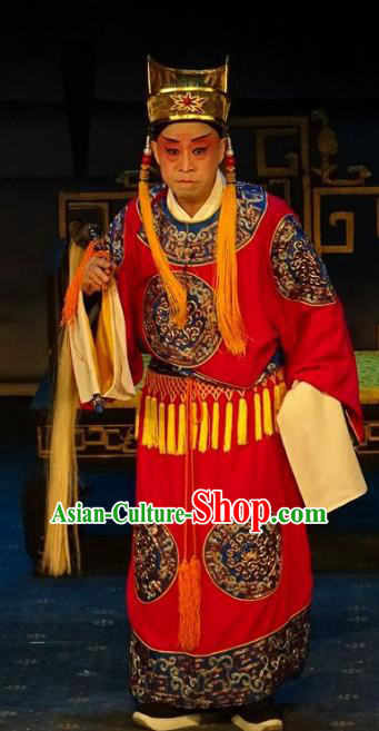 Tai Cheng Liu Chinese Bangzi Opera Old Man Apparels Costumes and Headpieces Traditional Hebei Clapper Opera Eunuch Garment Clothing
