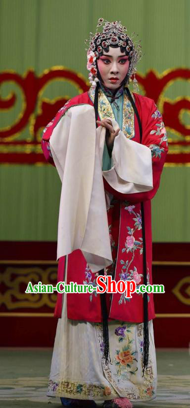 Chinese Hebei Clapper Opera Actress Garment Costumes and Headdress Broadsword Wang Huainv Traditional Bangzi Opera Hua Tan Dress Young Female Apparels