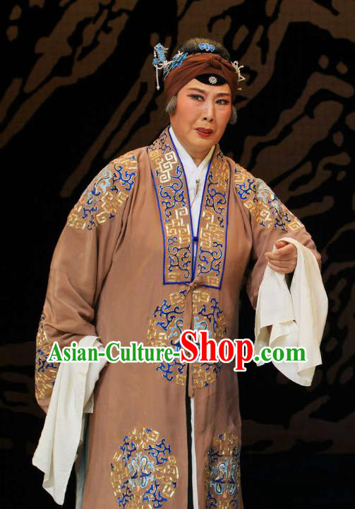 Chinese Hebei Clapper Opera Dowager Countess Garment Costumes and Headdress Kou Zhun Traditional Bangzi Opera Laodan Dress Dame She Saihua Apparels