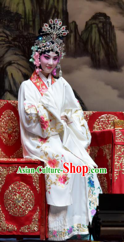 Chinese Hebei Clapper Opera Young Beauty Garment Costumes and Headdress Xiao Yan Traditional Bangzi Opera Actress Dress Diva Diao Chan Apparels