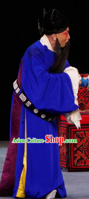 Chun Qiu Bi Chinese Bangzi Opera Official Apparels Costumes and Headpieces Traditional Hebei Clapper Opera Laosheng Garment Minister Zhang En Clothing