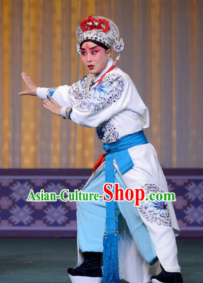 The Butterfly Chalice Chinese Bangzi Opera Young Male Apparels Costumes and Headpieces Traditional Hebei Clapper Opera Childe Garment Swordsman Tian Yuchuan Clothing