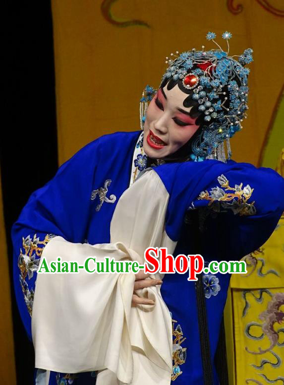 Chinese Hebei Clapper Opera Hua Tan Garment Costumes and Headdress Chun Qiu Bi Traditional Bangzi Opera Diva Gu Fengying Dress Dame Apparels