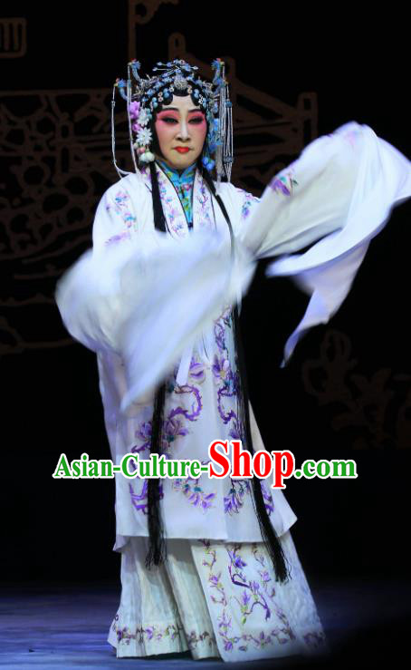 Chinese Hebei Clapper Opera Infanta Chai Garment Costumes and Headdress Kou Zhun Traditional Bangzi Opera Actress Dress Young Woman Apparels