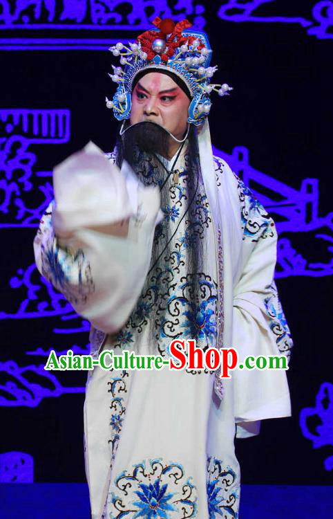 Kou Zhun Chinese Bangzi Opera Elderly Yang Yanzhao Apparels Costumes and Headpieces Traditional Hebei Clapper Opera Martial Man Garment Clothing