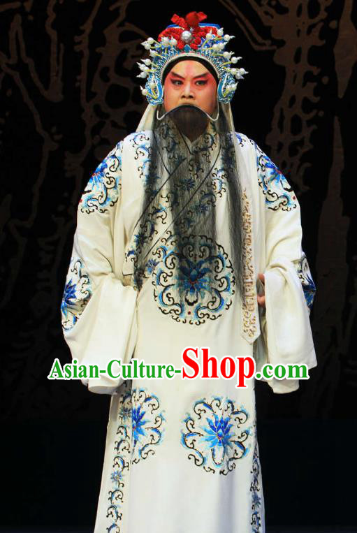 Kou Zhun Chinese Bangzi Opera Elderly Yang Yanzhao Apparels Costumes and Headpieces Traditional Hebei Clapper Opera Martial Man Garment Clothing
