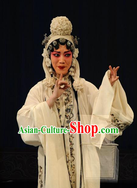 Chinese Hebei Clapper Opera Distress Maiden Hu Fenglian Garment Costumes and Headdress The Butterfly Chalice Traditional Bangzi Opera Young Female Dress Apparels