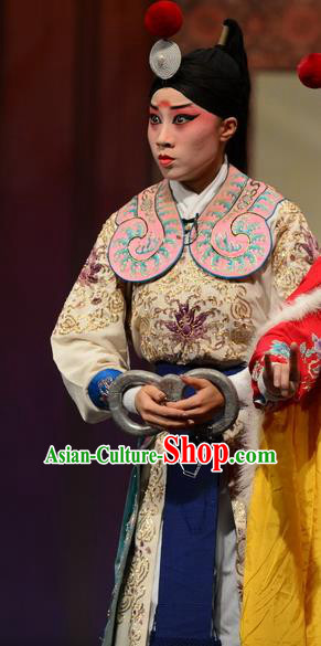 Yuan Men Zhan Zi Chinese Bangzi Opera Martial Male Apparels Costumes and Headpieces Traditional Hebei Clapper Opera Yang Zongbao Garment Wusheng Clothing