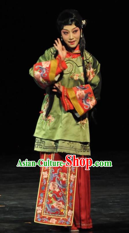 Chinese Hebei Clapper Opera Young Beauty Jiang Changan Garment Costumes and Headdress Golden Lock Notes Traditional Bangzi Opera Diva Dress Actress Apparels