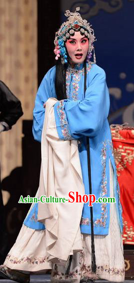 Chinese Hebei Clapper Opera Distress Maiden Li Shuping Garment Costumes and Headdress Chen Sanliang Traditional Bangzi Opera Young Female Dress Diva Apparels
