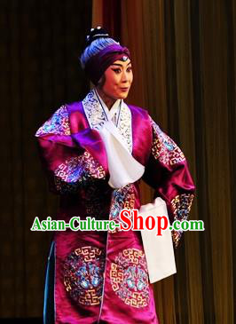 Chinese Hebei Clapper Opera Rich Dame Garment Costumes and Headdress Xi Rong Gui Traditional Bangzi Opera Elderly Female Dress Laodan Apparels