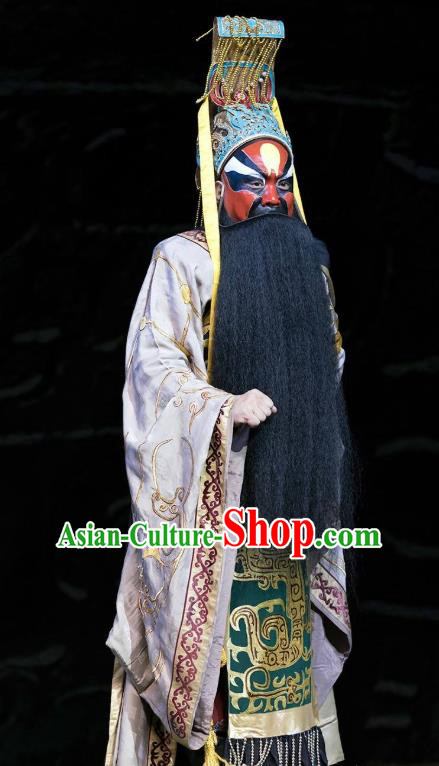 Te Bai City Chinese Bangzi Opera Painted Role Apparels Costumes and Headpieces Traditional Hebei Clapper Opera Emperor Garment Lord Clothing