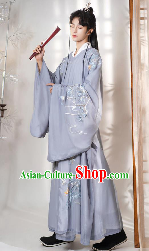 Chinese Ancient Nobility Childe Embroidered Hanfu Clothing Apparels Traditional Ming Dynasty Royal Prince Historical Costumes for Men