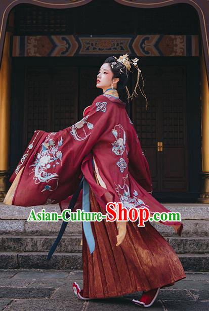 Chinese Ancient Court Princess Embroidered Hanfu Dress Apparels Traditional Jin Dynasty Noble Infanta Historical Costumes Complete Set