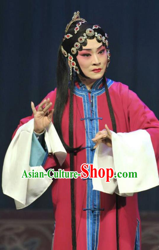 Chinese Hebei Clapper Opera Tsing Yi Garment Costumes and Headdress Traditional Bangzi Opera Distress Maiden Dress Actress Lin Huiying Apparels