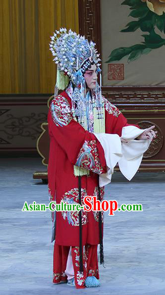 Chinese Hebei Clapper Opera Princess Sun Shangxiang Garment Costumes and Headdress In Extremely Good Fortune Traditional Bangzi Opera Actress Dress Apparels