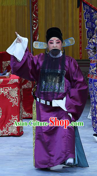 In Extremely Good Fortune Chinese Bangzi Opera Minister Lu Su Apparels Costumes and Headpieces Traditional Hebei Clapper Opera Official Garment Laosheng Clothing