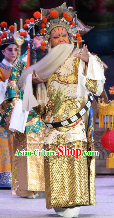 Chinese Bangzi Opera Jing Role Apparels Elderly Male Costumes and Headpieces Traditional Shanxi Clapper Opera Painted Role Garment Elderly Male Clothing