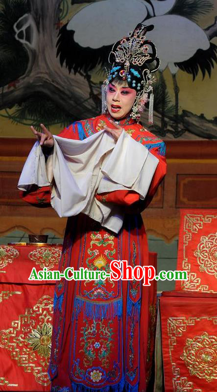Chinese Shanxi Clapper Opera Imperial Consort Feng Xiangluo Garment Costumes and Headdress Xiang Luo Hen Traditional Bangzi Opera Hua Tan Dress Court Lady Apparels