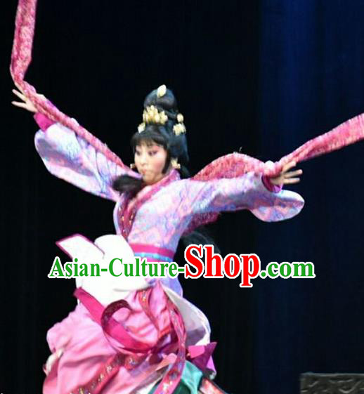 Chinese Shanxi Clapper Opera Imperial Consort Li Garment Costumes and Headdress Ping Cheng Fu Traditional Bangzi Opera Diva Dress Young Female Apparels