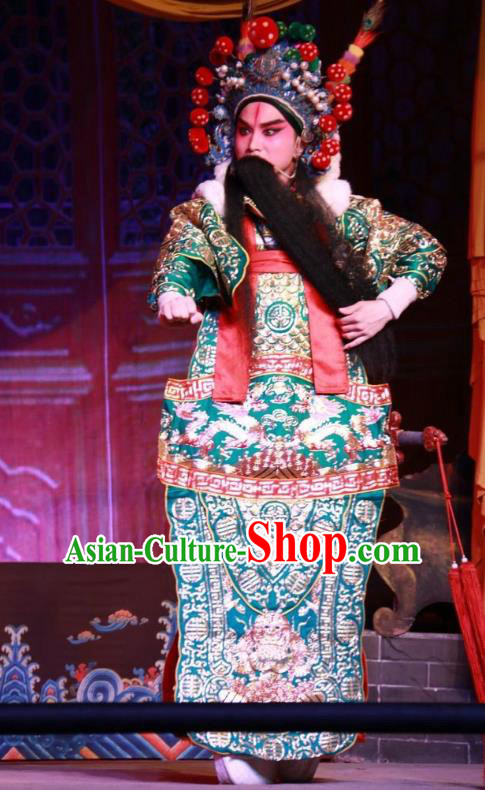 Chinese Bangzi Opera General Wu Han Apparels Costumes and Headpieces Traditional Shanxi Clapper Opera Martial Male Garment Armor Clothing