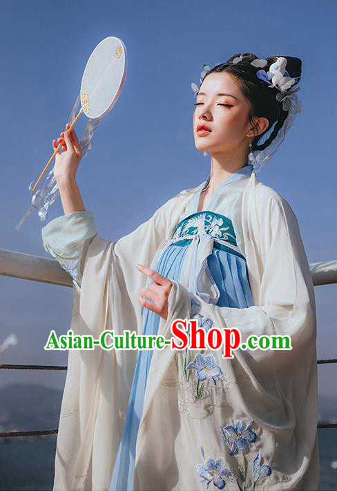 Chinese Ancient Nobility Lady Embroidered Hanfu Dress Apparels Traditional Tang Dynasty Palace Princess Historical Costumes for Rich Women