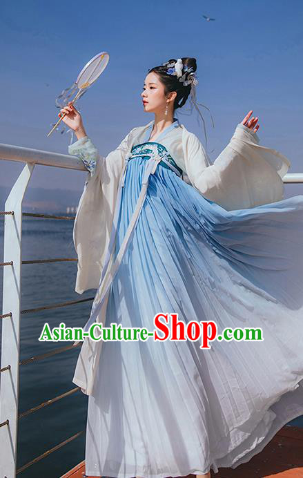 Chinese Ancient Nobility Lady Embroidered Hanfu Dress Apparels Traditional Tang Dynasty Palace Princess Historical Costumes for Rich Women