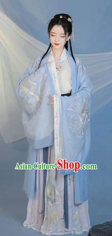 Chinese Traditional Jin Dynasty Royal Infanta Historical Costumes Ancient Nobility Lady Hanfu Dress Embroidered Apparels for Women