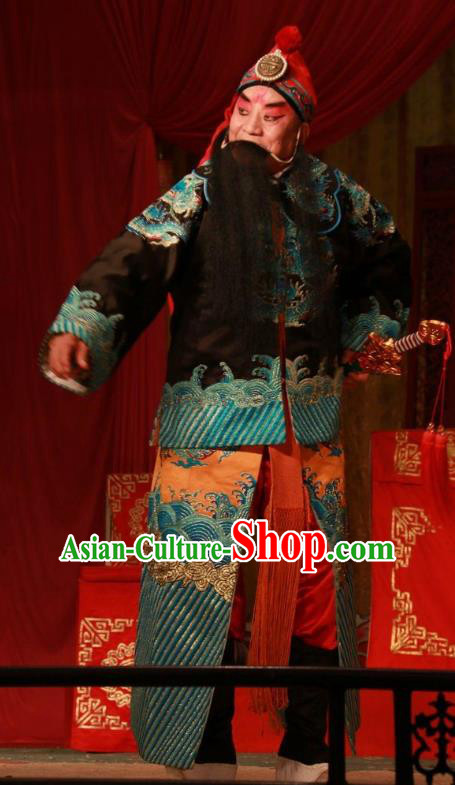 Ba Lang Ci Xiao Chinese Bangzi Opera Martial Male Apparels Costumes and Headpieces Traditional Shanxi Clapper Opera Yang Balang Garment Wusheng Clothing