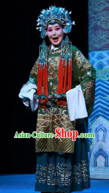 Chinese Shanxi Clapper Opera Laodan Garment Costumes and Headdress Loyal To Imperial Family Traditional Bangzi Opera Elderly Female Dress Pantaloon She Saihua Apparels