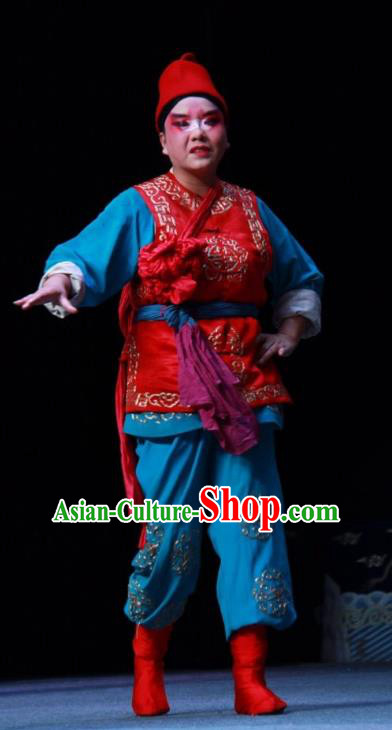 Sedan Chair Lift Chinese Bangzi Opera Hamal Apparels Costumes and Headpieces Traditional Shanxi Clapper Opera Young Male Garment Bearer Clothing