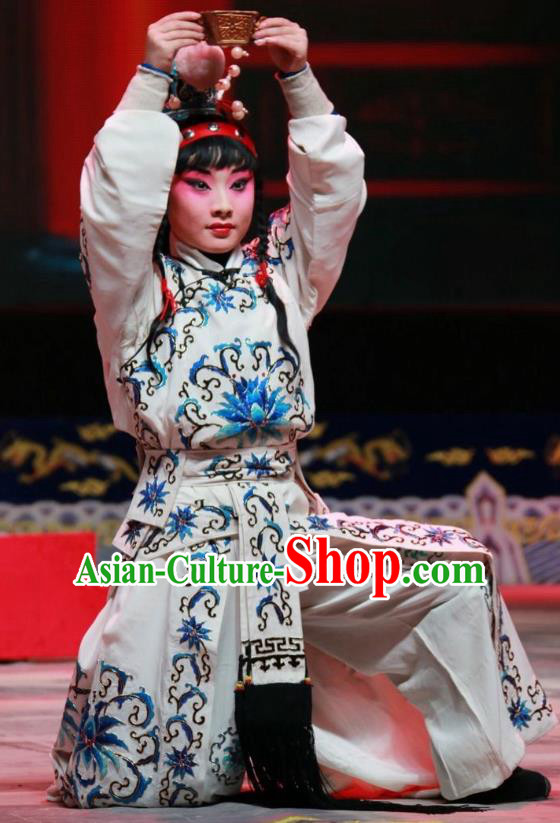 Women General of Yang Family Chinese Bangzi Opera Young Boy Apparels Costumes and Headpieces Traditional Shanxi Clapper Opera Wa Wa Sheng Garment Yang Wenguang Clothing