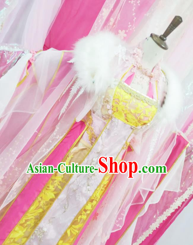 Chinese Traditional Cosplay Princess Consort Qu Xiaofeng Hanfu Dress Costumes Ancient Goddess Apparels for Women