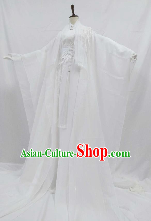 Top Chinese Cosplay Noble Childe Costume Ancient Swordsman Prince White Clothing for Men