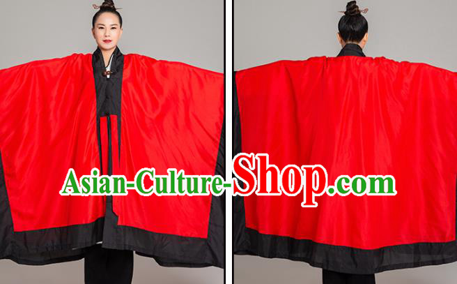 Asian Chinese Traditional Taoist Nun Red Koshibo Priest Frock Martial Arts Costumes China Kung Fu Garment Gown for Women