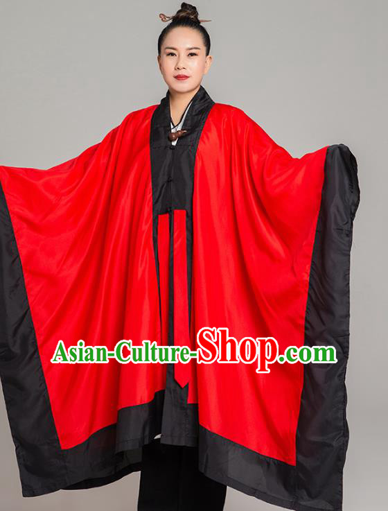 Asian Chinese Traditional Taoist Nun Red Koshibo Priest Frock Martial Arts Costumes China Kung Fu Garment Gown for Women