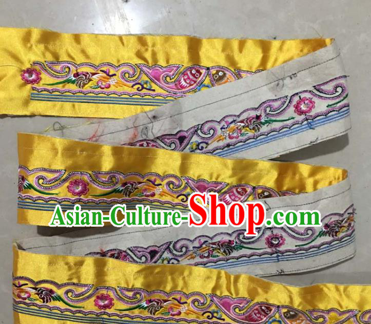 Chinese Traditional Embroidered Fishes Golden Patch Decoration Embroidery Applique Craft Embroidered Band Accessories