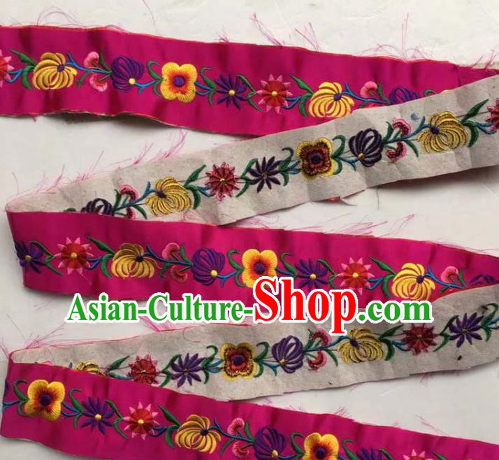 Chinese Traditional Embroidered Chrysanthemum Rosy Patch Decoration Embroidery Applique Craft Embroidered Laciness Accessories