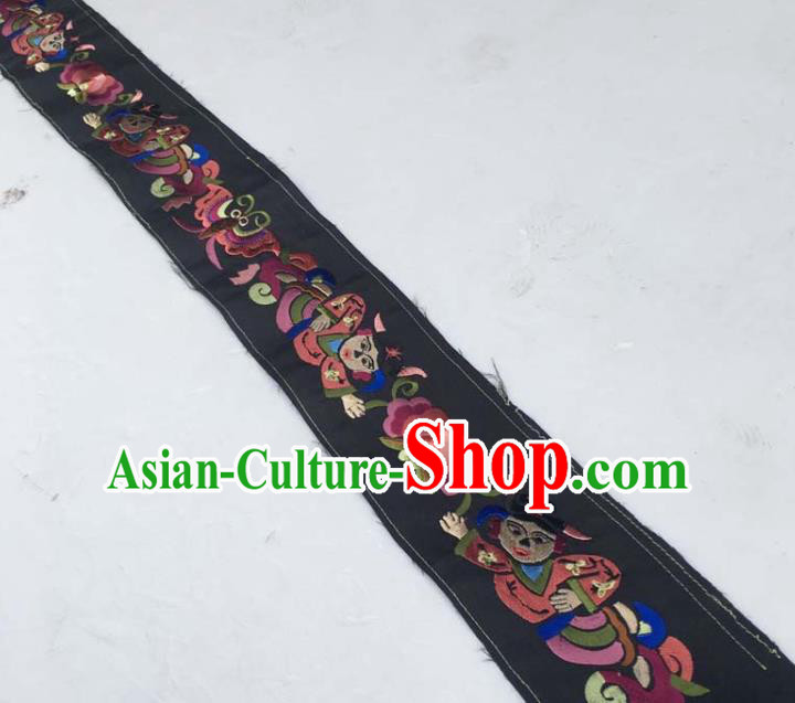 Chinese Traditional Embroidered Immortal Flowers Patch Decoration Embroidery Applique Craft Embroidered Band Accessories