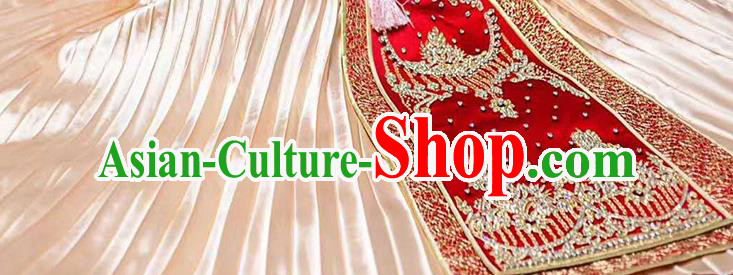 Chinese Traditional Wedding Drilling Costumes Bride Apparels Embroidered Red Blouse and Golden Dress Xiuhe Suits for Women