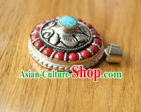 Chinese Traditional Tibetan Nationality Jewelry Accessories Decoration Zang Ethnic Handmade Necklace Pendant for Women