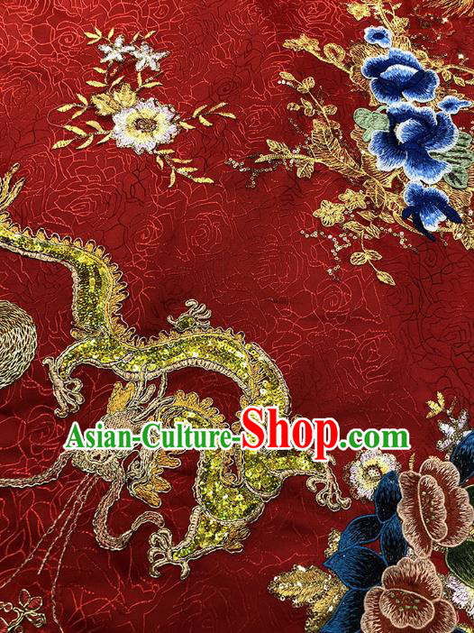 Chinese Traditional Bride Embroidered Red Cape Apparels Costumes Wedding Xiuhe Suits Trailing Four Meter Cloak for Women