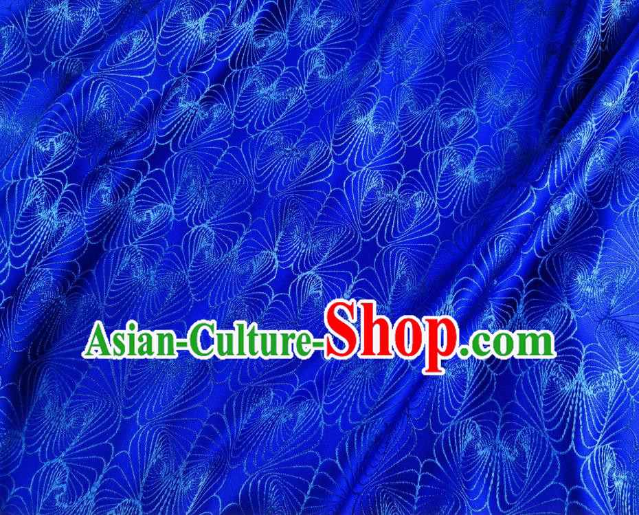 Asian Chinese Traditional Conch Pattern Design Royalblue Brocade Fabric Silk Tapestry Tang Suit Material