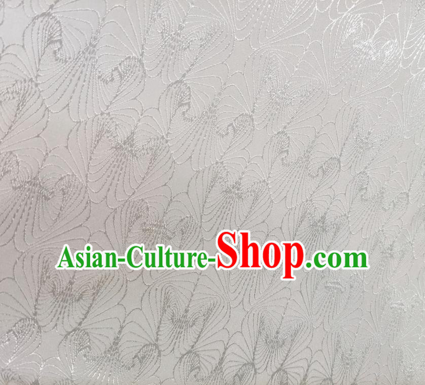 Asian Chinese Traditional Conch Pattern Design White Brocade Fabric Silk Tapestry Tang Suit Material
