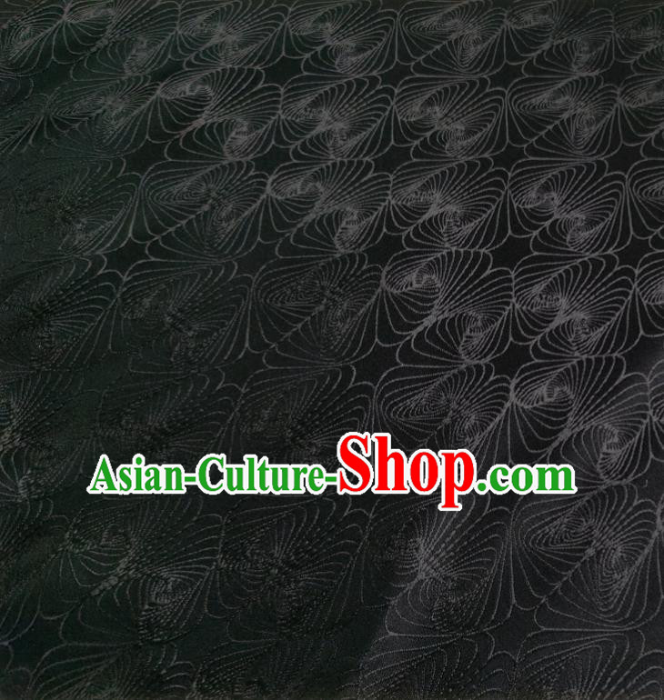 Asian Chinese Traditional Conch Pattern Design Black Brocade Fabric Silk Tapestry Tang Suit Material
