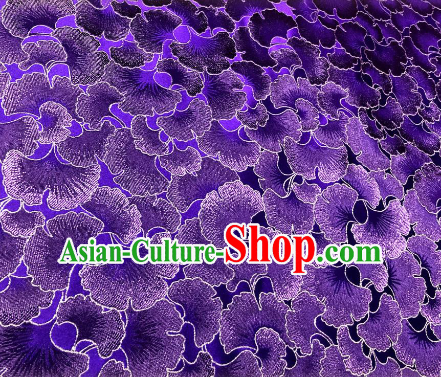 Asian Chinese Traditional Ginkgo Leaf Pattern Design Purple Brocade Fabric Silk Tang Suit Tapestry Material