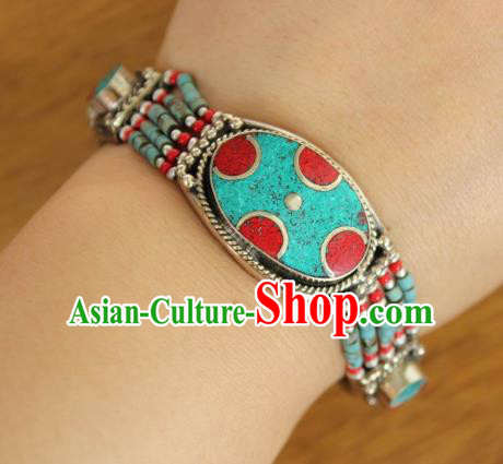 Chinese Traditional Tibetan Nationality Beads Bracelet Jewelry Accessories Decoration Zang Ethnic Handmade Bangle for Women