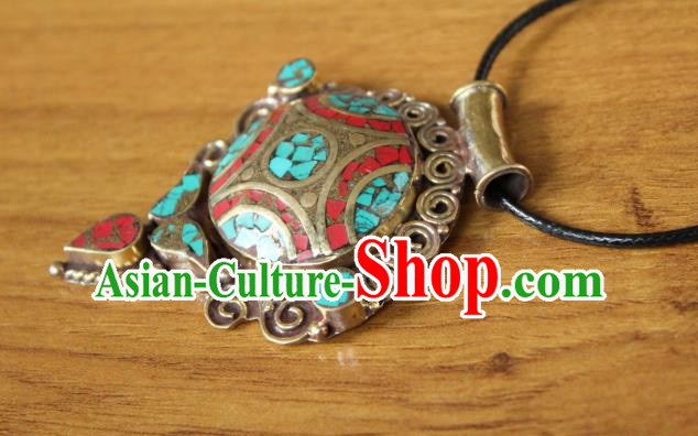 Chinese Traditional Tibetan Nationality Necklet Pendant Decoration Zang Ethnic Handmade Necklace Jewelry Accessories for Women